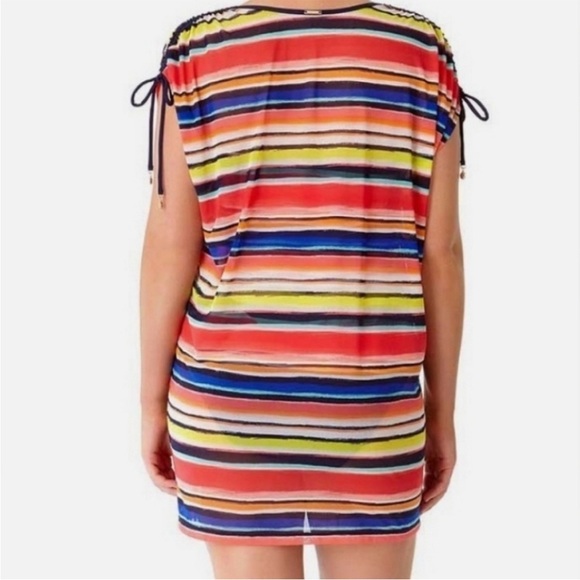 Anne Cole Woman’s Mesh Striped Swimsuit Coverup,V-neck,Multicolor,Size XS/Small - Picture 2 of 12
